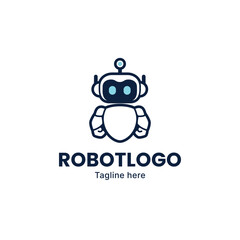 Robot logo, robot line art logo
