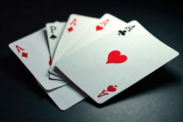 Obraz premium Four aces fanned out, showcasing a distinct pattern , diamonds, four of a kind