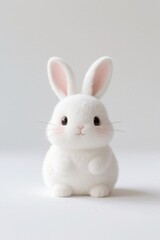Fototapeta premium there is a white rabbit that is sitting on a white surface