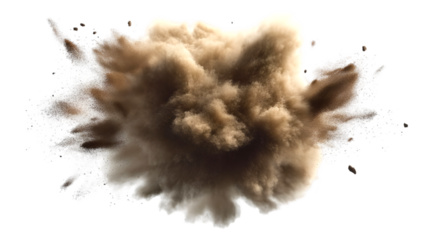 Abstract Brown Dust Cloud Explosion on White Background