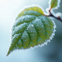 green leaf with drops of water