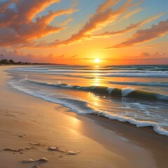 Illustration of sandy beach with amazing summer landscape.