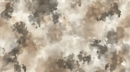 Fototapeta premium Dark dusty pale pastel color shade. Brown beige gray white abstract watercolor pattern. Grange art background. Paper brush stain splash. Blank template design.