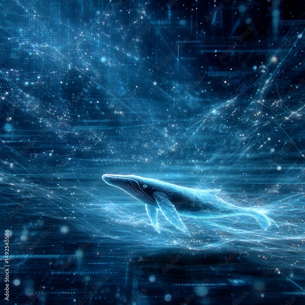 Fototapete Digital Whale in an Ocean of Data: A Symbolic Representation of AI and Connectivity