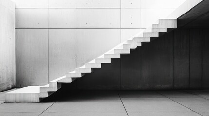 Obraz premium Monochrome architectural abstraction: A minimalist staircase design in stark contrast
