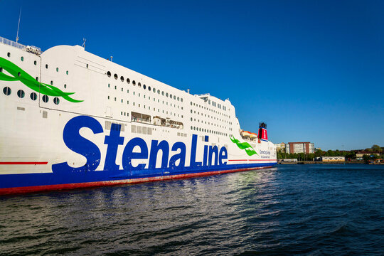 MS Stena Germanica cruiseferry by Stena Line leaving port near Alvsborg bridge on May 12, 2025 in Gothenburg, Sweden.