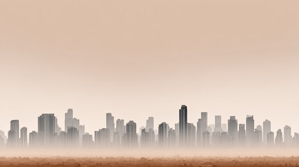 Fototapeta premium Urban skyline with hazy atmosphere and muted colors