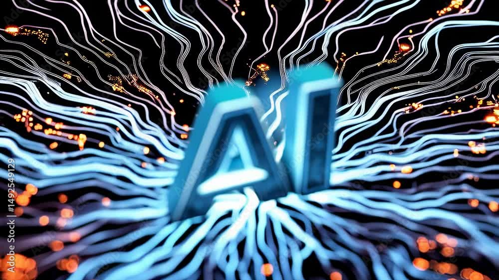 Poster ai concept 3d text on abstract neural network