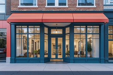Modern Commercial Building Featuring Charming Storefront and Abundant Glass Windows