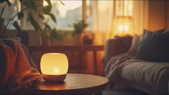 Cozy home ambiance with soft lighting and warm glow for relaxation and a peaceful evening mood setting