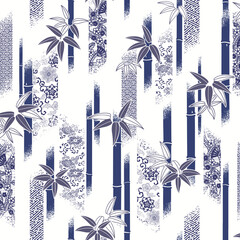 Japanese design with bamboo and traditional patterns,,