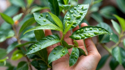 Vibrant guava fruit hanging on lush green branch