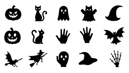 "Halloween Icons Set – Flat Spooky Symbols of Ghosts, Pumpkins, Witches, and More"

