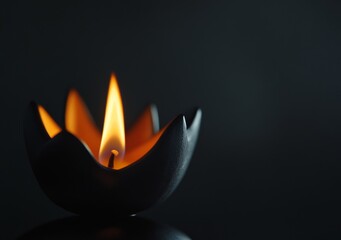 Dramatic close-up of flickering flame against black background, high-resolution fire photography with professional studio lighting