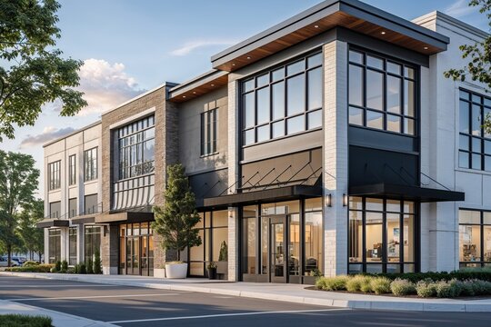 Contemporary Commercial Property for Sale or Lease with Retail and Office Space and Awning