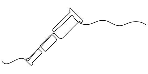 Continuous one line drawing of telescope. One line drawing illustration of telescope. World space day concept singe line. Editable outline, Continuous single line sketch drawing of telescope outer. 