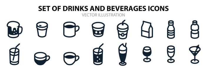 Drinks and Beverages icons with White Background