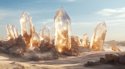 Crystalline structures emerging from arid terrain