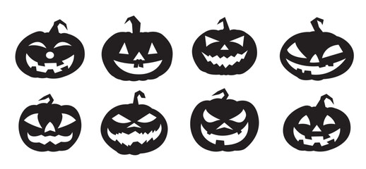  Halloween pumpkins with various expressions vector isolated on with background