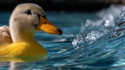 Cute duckling swimming in water
