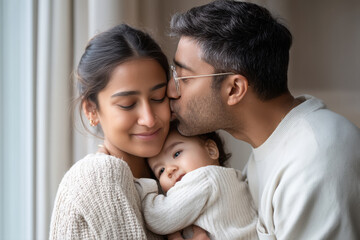 happy couple with baby