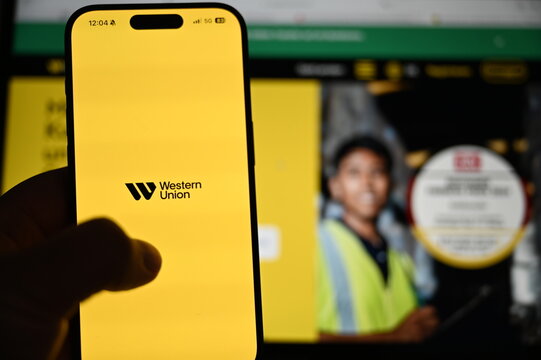 Germany - May 11,2025: Western Union App on phone