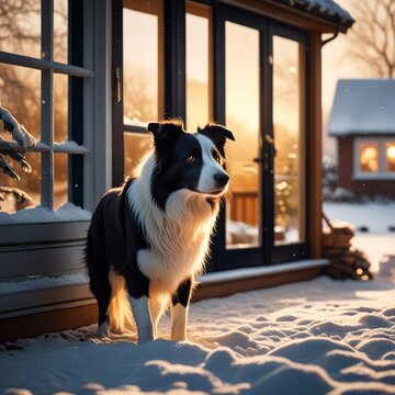  Border Collie  in the snow Ai