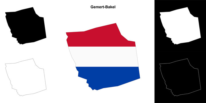 Gemert-Bakel blank outline map set