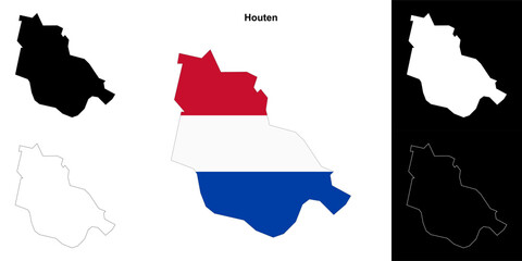 Fototapeta premium Houten blank outline map set