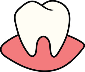 Single tooth in gum illustration