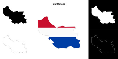 Fototapeta premium Montferland blank outline map set