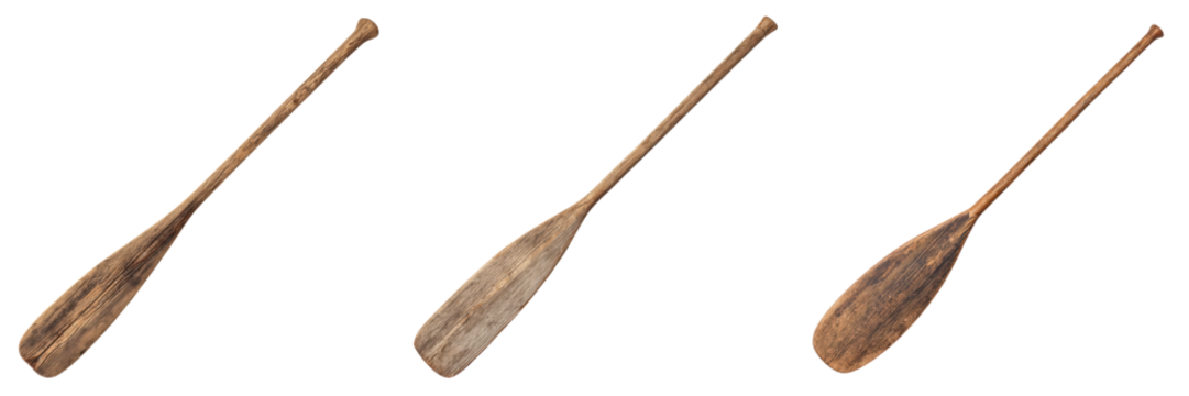 Vintage Wooden Paddles Isolated on a Transparent Background