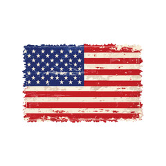 Grungy USA flag vector illustration. Distressed American flag design for patriotic print, Independence Day, or vintage themes