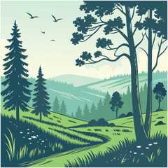 Fototapeta premium forest illustration