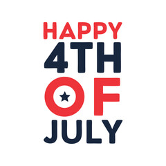 Happy 4th of July typography vector illustration. Patriotic Independence Day t-shirt design for print, apparel, or merch

