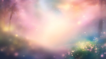 Fototapeta premium Mystical Light Burst in Dreamy Cosmic Galaxy with Sparkles and Radiance in Soft Pastel Tones ai