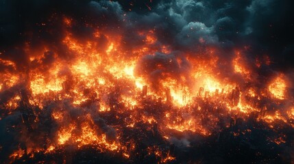 Fiery destruction engulfs landscape