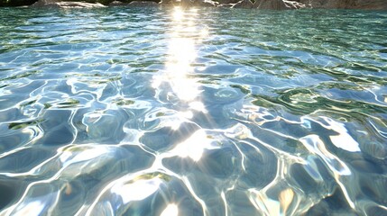 Sunlit water texture ripples and reflections