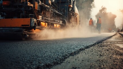 Asphalt Milling Machine in Action on Urban Street