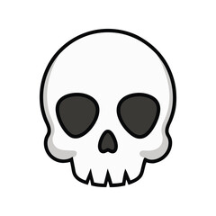 Skull drawing silhouette vector illustration. Gothic style, dark design, detailed contour, spooky and edgy icon
