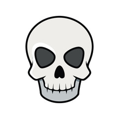 Skull drawing silhouette vector illustration. Gothic style, dark design, detailed contour, spooky and edgy icon