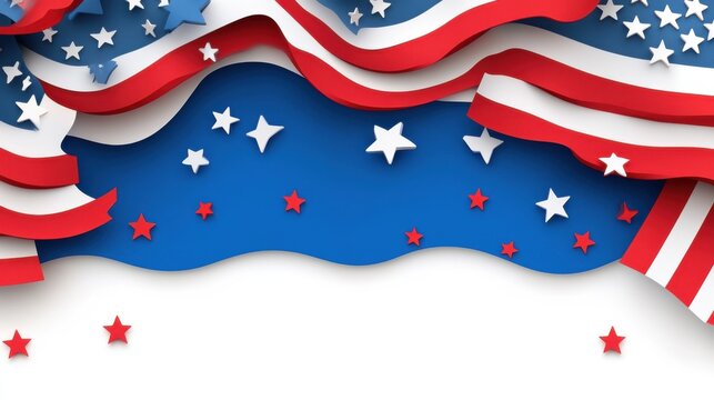 Patriotic American Flag Stripes and Stars Illustration for 4th of July Celebration Graphic Design Element