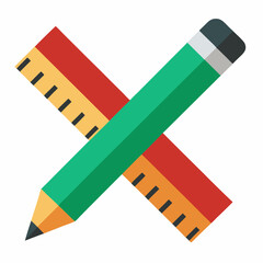 Ruler-and-pencil-icon  - on white background, Instant Digital Download.