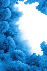 Fototapeta premium Blue Ink Cloud Explosion on White Background Abstract Art Vertical Shot Studio Photography
