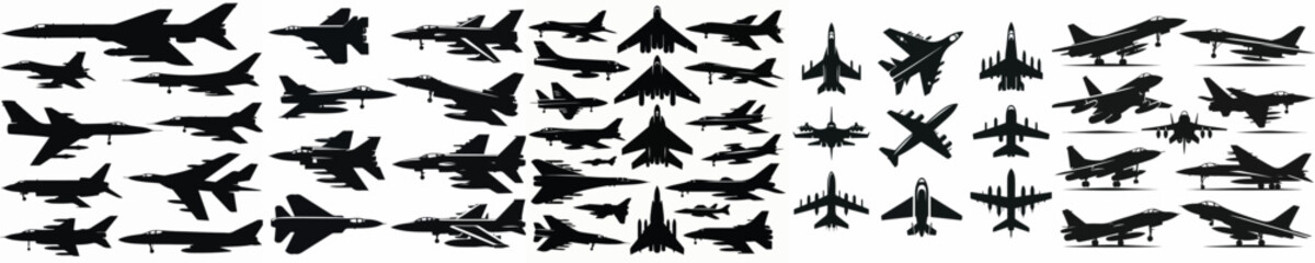 Vector set image silhouette of jet