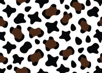Seamless cow print vector pattern. Black and white spotted farm animal skin texture repeating design background