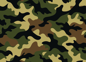 Naklejka premium Seamless army camouflage vector pattern. Military style camo print with green, brown, and beige color blending