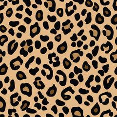 Seamless leopard print vector pattern. Repeating animal skin texture, wild cat spots design, stylish fashion background