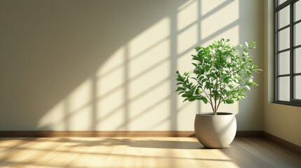 Sunlit room with plant