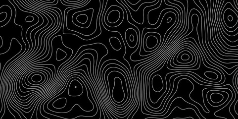 Fototapeta premium The black grey on white contours vector topography stylized height of the lines. The concept of a conditional geography scheme and the terrain path. Ultra wide. Map vector terrain Illustration. 